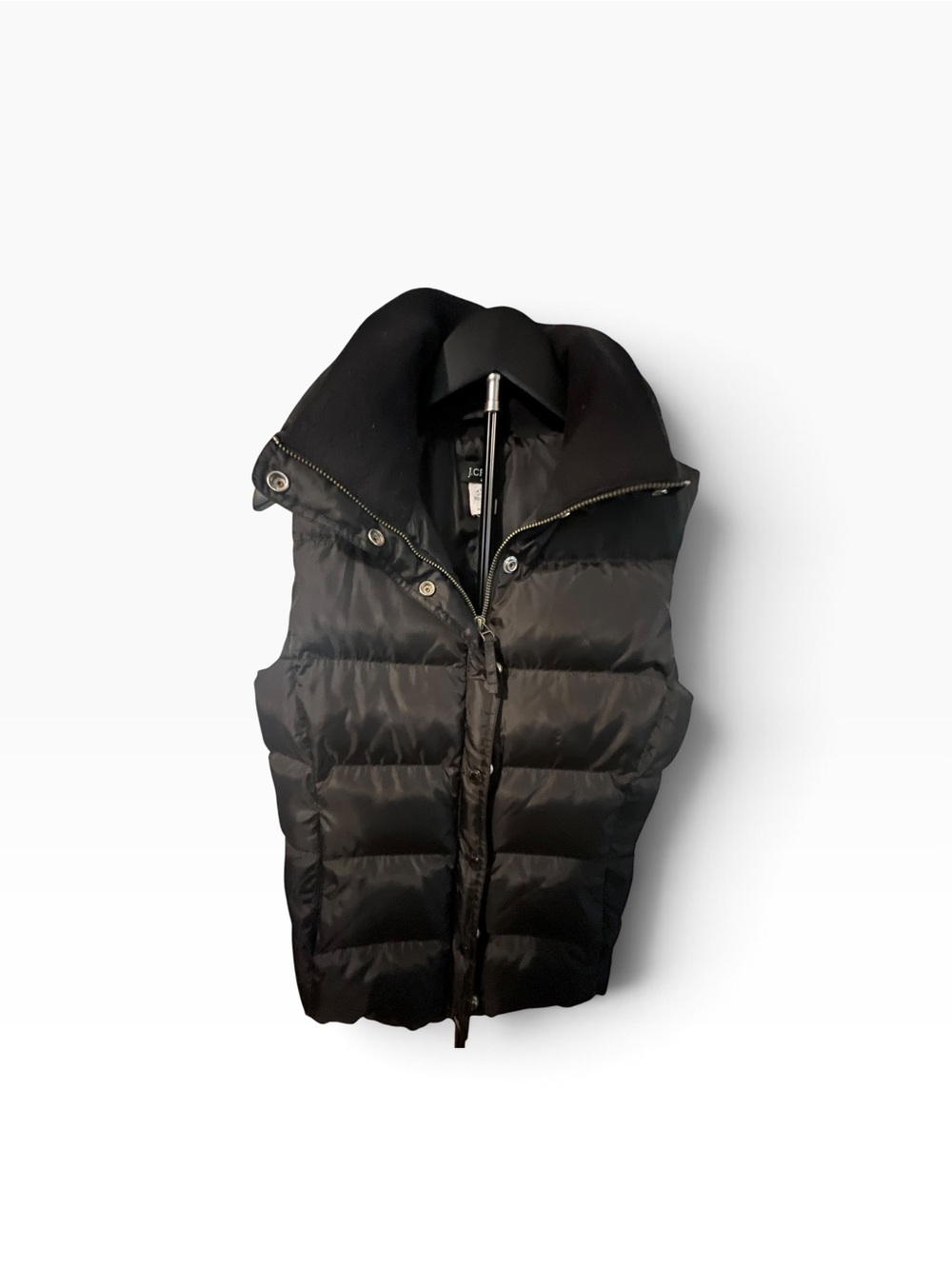 J.Crew Black Quilted Puffer Vest Womens XS | Snap Zip Front Fall Winter